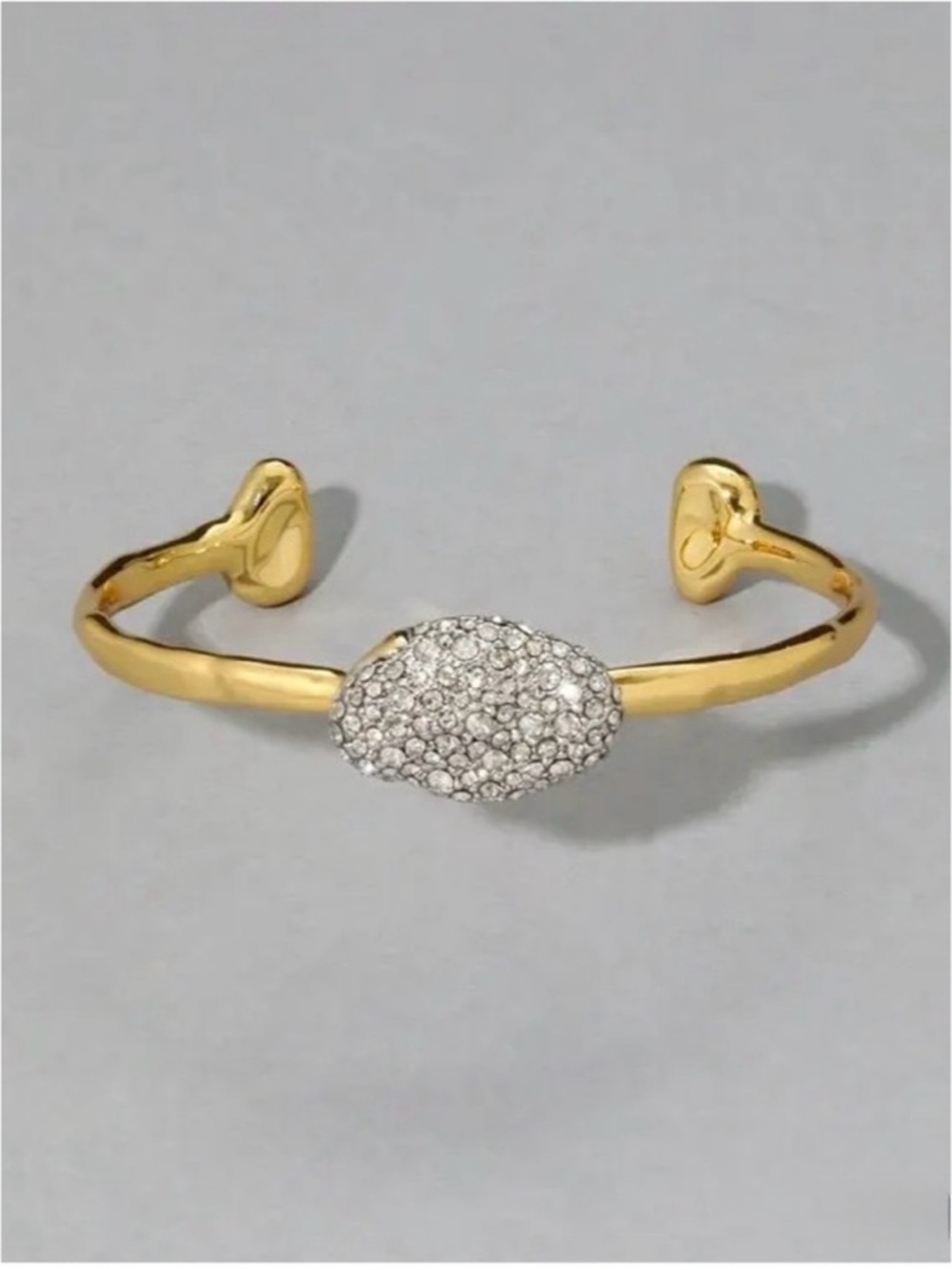 NEW Alexis Bittar Solanales Crystal Pebble Skinny Cuff Bracelet Gold C Z AU20